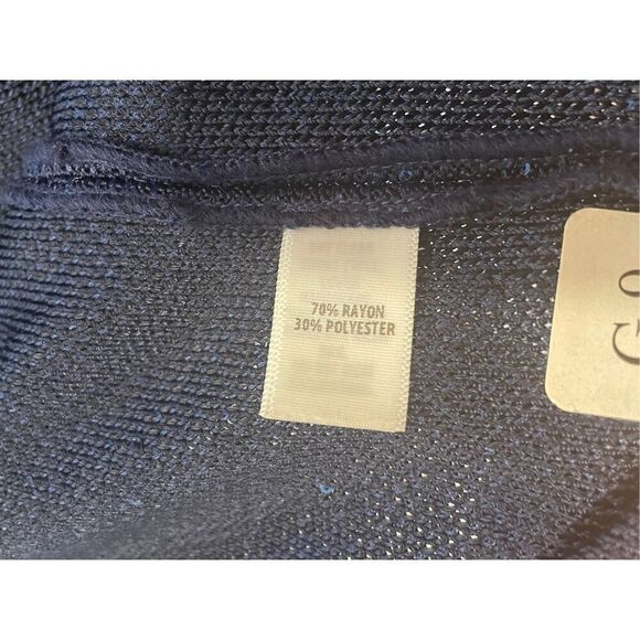 St. John Blue Knit Cardigan Coat Sequin Sparkle Size Large - Picture 8 of 8